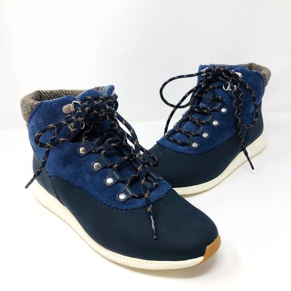 Cole Haan Boots Womens 9B Zerogrand Explore Navy Hiking Chukka Waterproof Suede - Picture 1 of 11